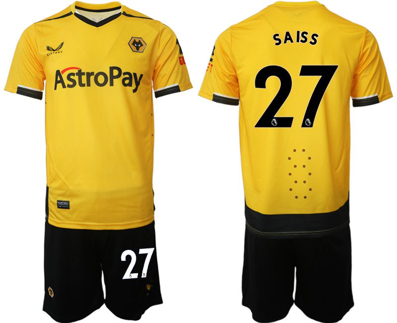 Men 2022-2023 Club Wolverhampton Wanderers home yellow #27 Soccer Jersey